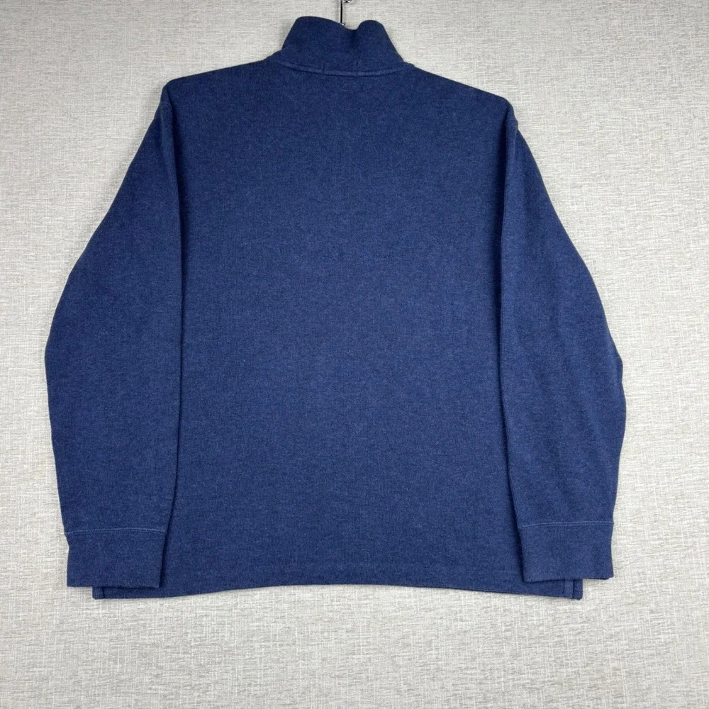 Polo Ralph Lauren Mens Blue Heather Quarter Zip Pullover Sweater Large Red Pony